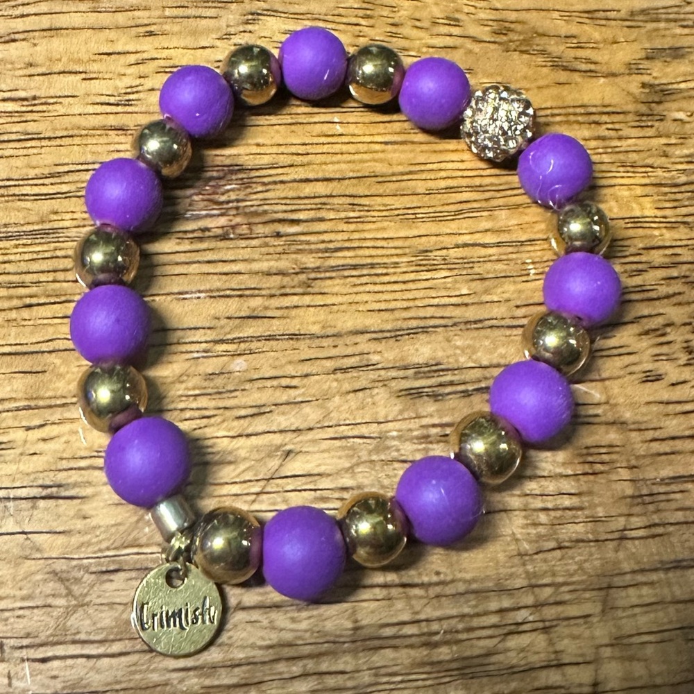 Erimish Purple and Gold Beaded Bracelet new